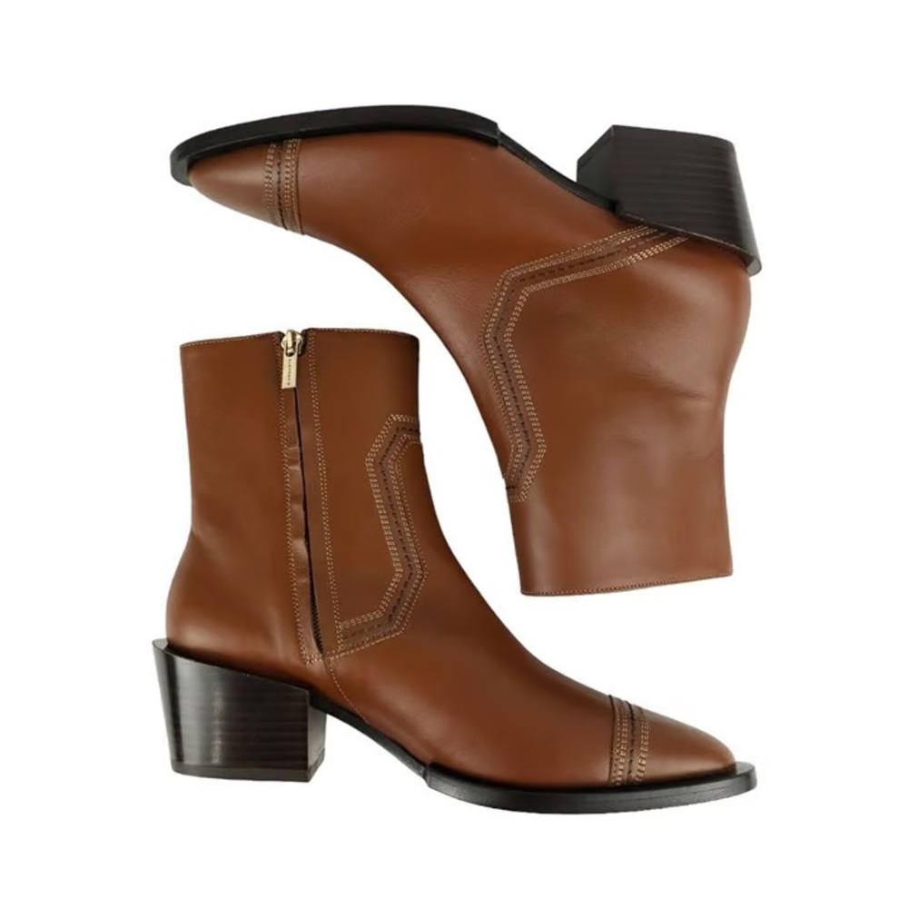 ROBERT CLERGERIE Merry Brown Leather Ankle Boots Heels Size 38 - Picture 3 of 12